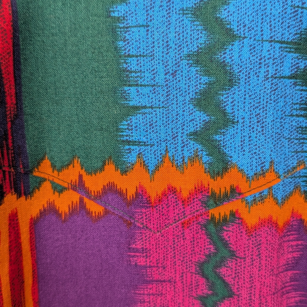 Mens Vintage Wrangler Cowboy 17-35 Neon Aztec Pattern Button Up Shirt XL - Picture 9 of 10